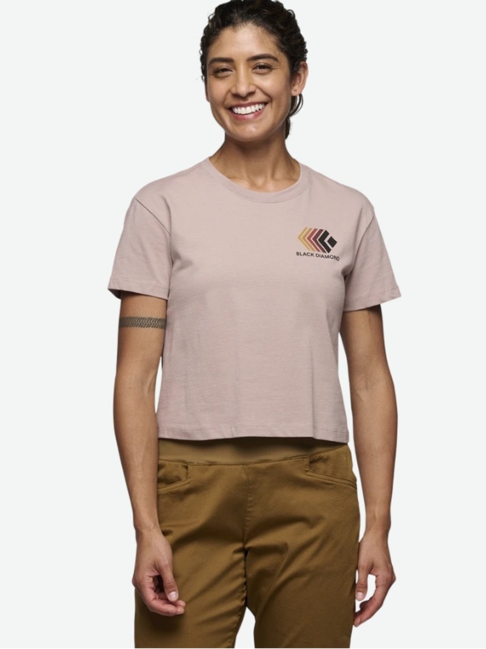 Black Diamond Dusty Rose Logo Crop Tee Small